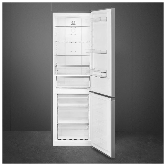 Smeg RC18XDNE – Frigorifero Combinato 300 L, Total No Frost + MultiFlow + Display, ( 185 × 60 × 65 cm), Inox
