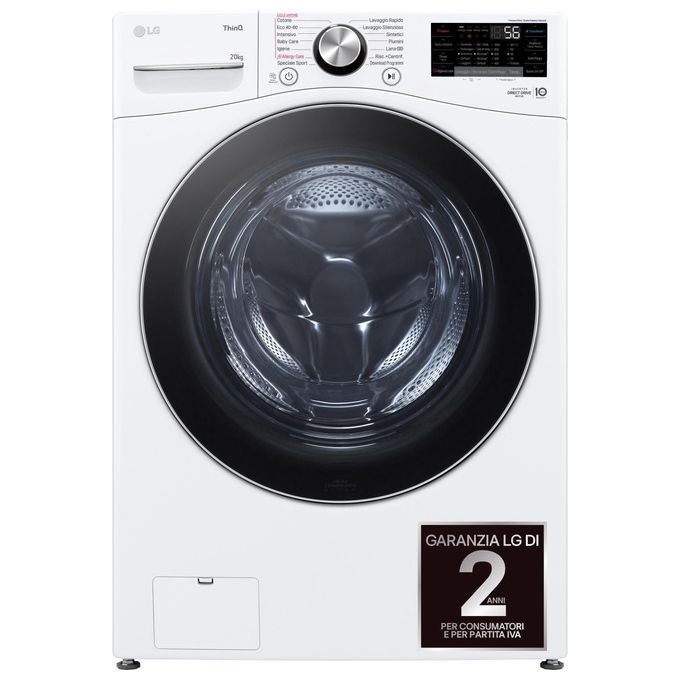 LG F0P3020TSWC Serie P3 Lavatrice Carica Frontale 20 Kg 1000 rpm Classe B TurboWash 360 Vapore Wi-Fi AI DD (99x70x83 cm) colore Bianco