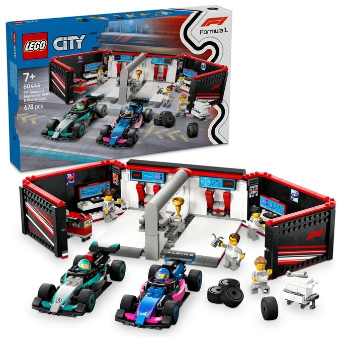 LEGO City Formula 1 Garage con monoposto Mercedes-AMG e Alpine F1 60444