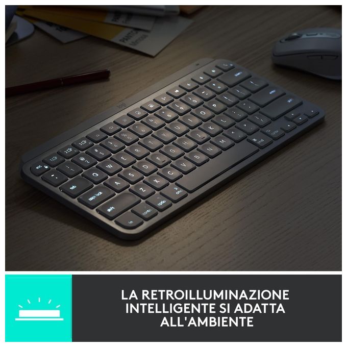 Logitech MX Keys Mini for Business Tastiera RF senza Fili Bluetooth QWERTY Italiano Grafite