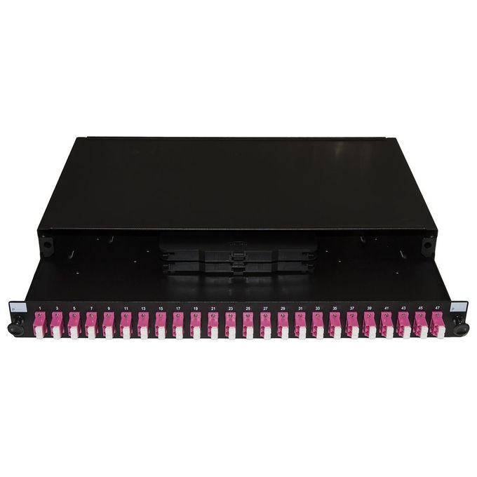 Link Pannello Fibra Ottica 19'' con 24 Adattatori LC Duplex Om4 Profondita' 250mm Nero