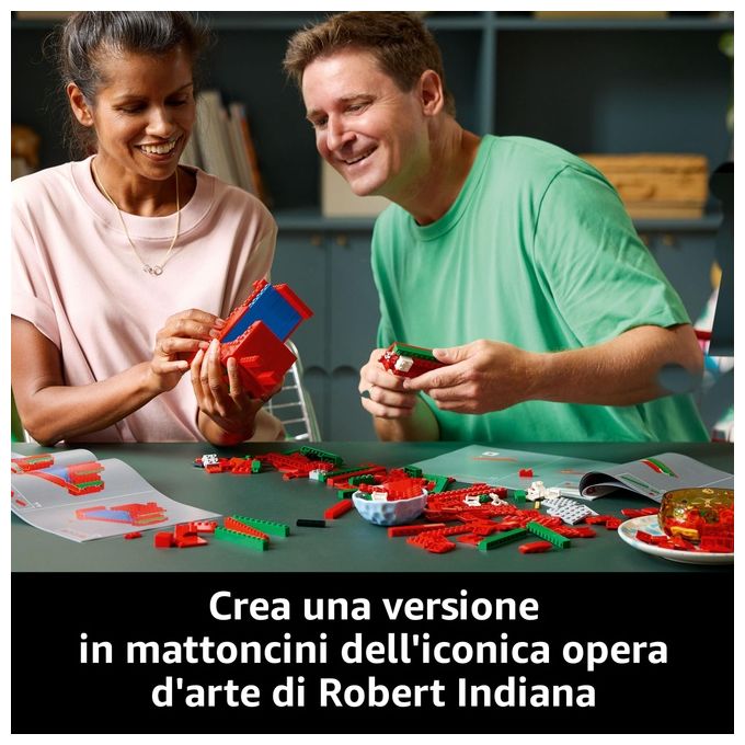 LEGO Art LOVE, Modellino da Costruire Iconica Scultura Pop di Robert Indiana, Hobby Creativo per Adulti, KIT_ Modellismo da Collezione, Idea Regalo Donna, Uomo, Fidanzamento e Anniversario 31214
