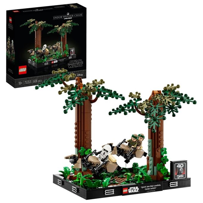 LEGO Star Wars 75353 Diorama Inseguimento con lo Speeder su Endor con Luke Skywalker e Principessa Leia, Il Ritorno dello Jedi