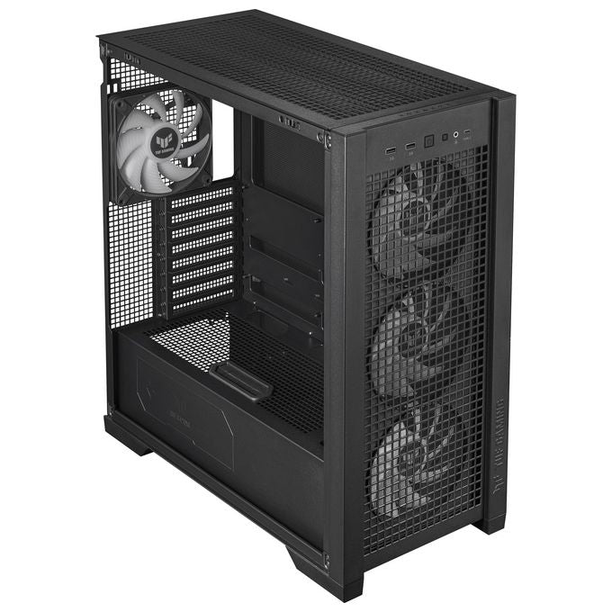 ASUS TUF GAMING GT302 TG ARGB Black Case Gaming E-ATX Mid Tower Pannelli Laterali intercambiabili Mesh Vetro Temperato 4 ventole ARGB preinstallate da 140 x 28 mm Nero