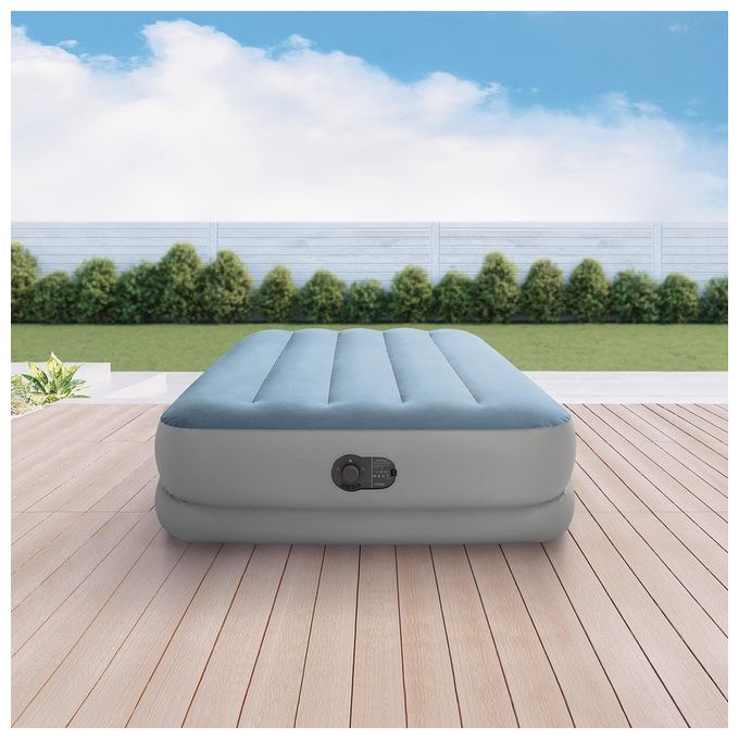 Intex 64157 Dura-Beam Mid-Rise Comfort Materasso Gonfiabile Singolo 99x191x36 cm Pompa USB Fiber-Tech 136 Kg colore Azzurro