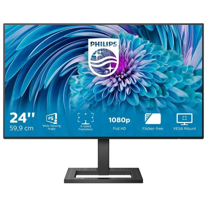 PHILIPS Monitor 23.8'' LED IPS 241E2FD - 00 1920 x1080 Full HD Tempo di Risposta 4 ms
