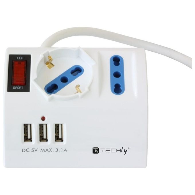 Techly Multipresa da Tavolo 3 Posti con Porte Usb