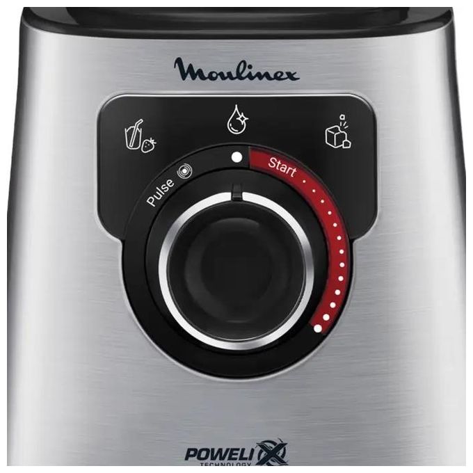 Moulinex LM871D – Frullatore a caraffa 1.5 L, 1200 W, 3 velocita' + funzione Pulse, Tecnologia Powelix, Caraffa in vetro resistente, Acciaio Inox
