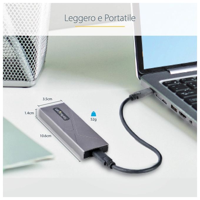 Startech.com Box Ssd M2 Nvme Adattatore Usb-C 10gbps a M.2 Nvme-Sata