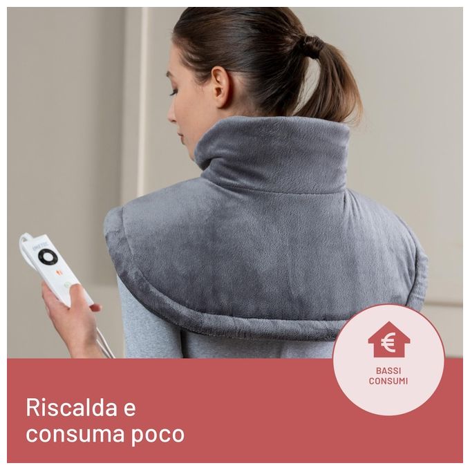 Imetec Intellisense Cervical Termoforo per Cervicale e Spalle Cuscino Termico 47x52cm Tessuto Anallergico 5 Temperature Lavabile In Lavatrice