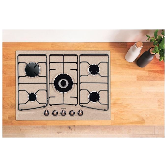 Indesit BB 752 -I (AV) Piano Cottura a Gas 5 Zone 1 Tripla corona Griglie smaltate 70 cm Avena