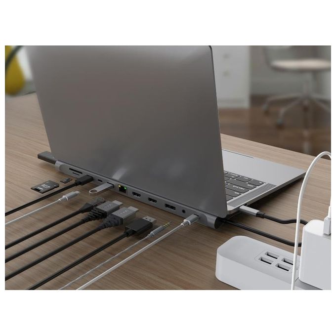 Conceptronic DONN17G Replicatore di Porte e Docking Station per Notebook Cablato USB 3.2 Gen 1 Type-C Grigio