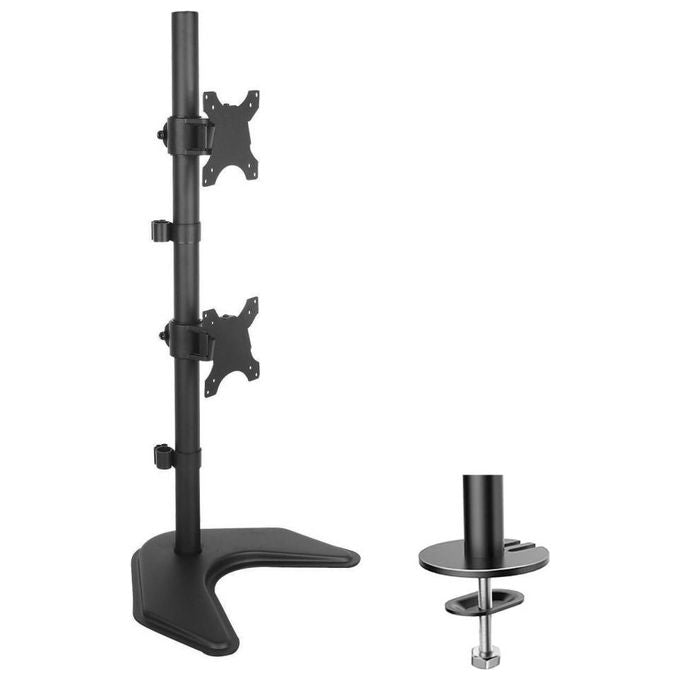 Techly Supporto da Scrivania per 2 Monitor 13-27'' con Base Nero