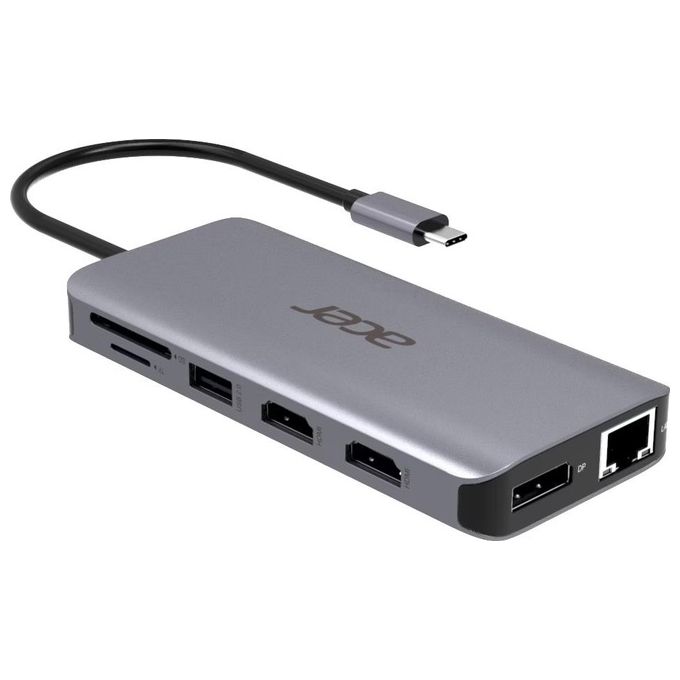 ACER Mini Dock 12 in 1 Replicatore di Porte e Docking Station per Notebook Cablato Usb 3.2 Gen 1 Type-C Argento