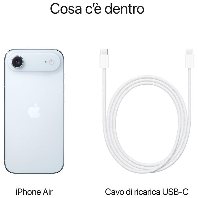 Apple MG2P4QL-A iPhone Air Smartphone 256GB 6.5'' OLED A19 Pro 5G Wi-Fi 7 iOS 26 colore Celeste