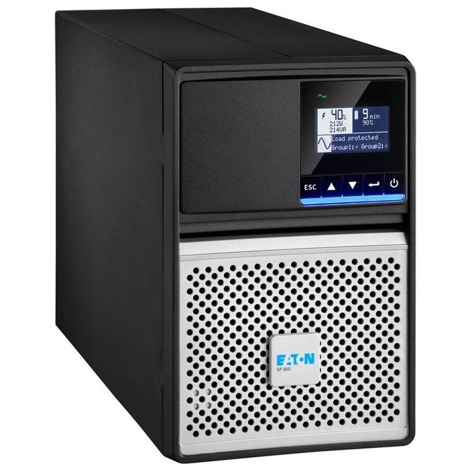 Eaton 5P 850i Gen 2 Ups Tower 200-208-220-230-240 V C.a. V 680 Watt 850 Va 1 Fase 7 Ah Rs-232 Usb Connettori di Uscita 6 Nero-Argento