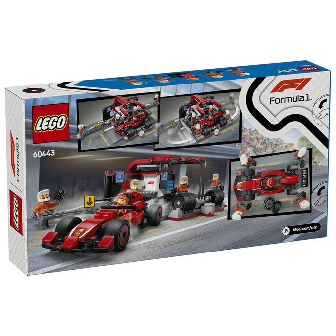 Lego 60443 City Formula 1 Set da Costruzione Pit Stop e Meccanici con Monoposto Ferrari F1 322 Pezzi 5 Minifigure eta' 6+
