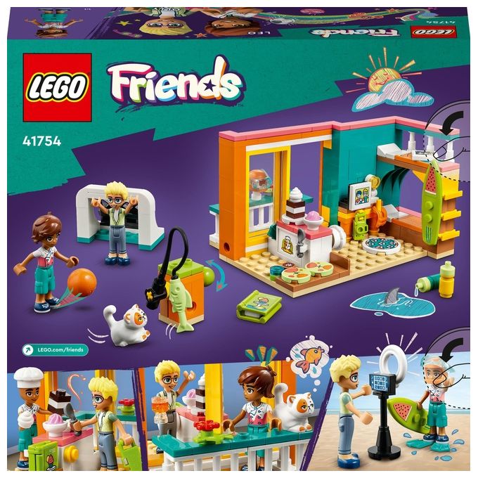 LEGO Friends 41754 La Cameretta di Leo, Set Camera da Letto a Tema Cucina e Video Making, Giochi per Bambini 6+ da Collezione