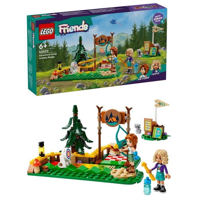 LEGO Friends Tiro con l'Arco al Campo Avventure Giochi Sportivi per Bambine e Bambini da 6 Anni in su con Arco e Frecce Giocattolo 2 Mini Bamboline e un Procione Idee Regalo di Compleanno 42622