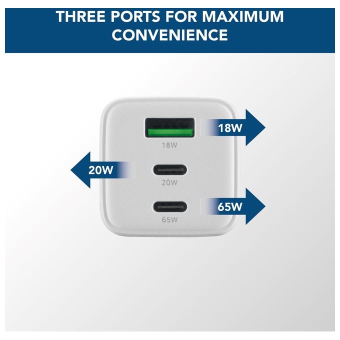 Cellular Line Caricabatterie Multipower 65W GaN Bianco