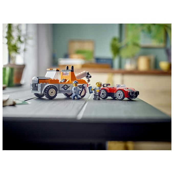 LEGO City Autogru' e Officina Auto Sportive Giocattolo Giochi Creativi da Meccanico per Bambini e Bambine da 4 Anni con Camion Carro Attrezzi e Macchina da Costruire Idea Regalo da Collezione 60435