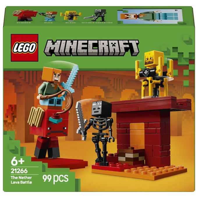 LEGO Minecraft Battaglia sul Ponte del Nether Gioco d'Avventura per Bambini e Bambine da 6 Anni Piccolo Set da Costruire con Funzioni e 4 Personaggi del Videogioco Idea Regalo di Compleanno 21266