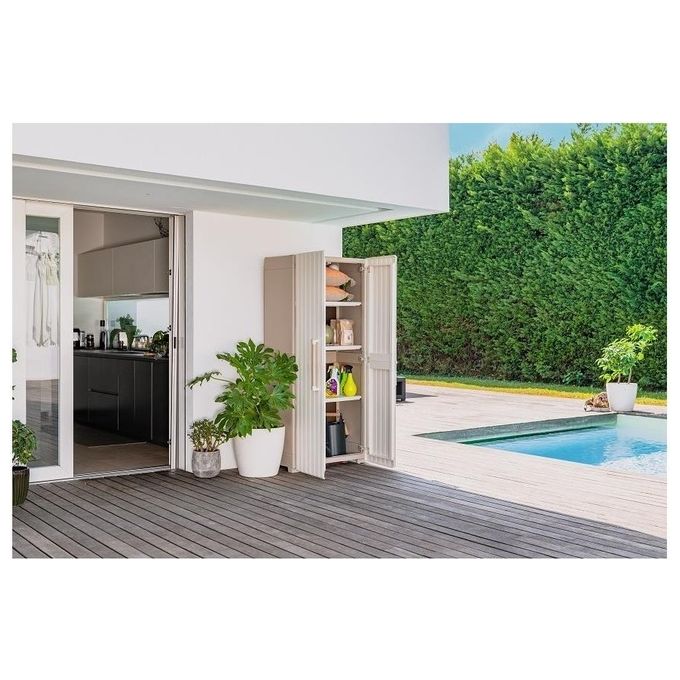 Keter Armadio Groove Alto 80x45x180H Design Funzionale ed Elegante per Organizzare Spazi Interni ed Esterni in Ogni Ambiente