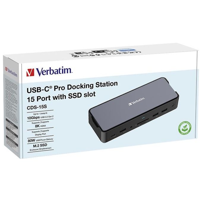 Verbatim CDS-15S Usb C 15 in 1 Hdmi Slot Ssd 8k PD