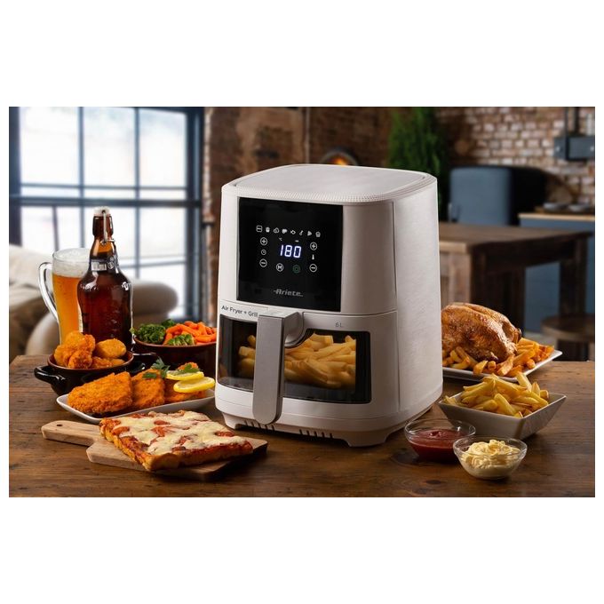 Ariete 4626 Air Fryer - Friggitrice ad aria 6 Lt 1300 W 8 programmi preimpostati display touch digitale tecnologia Hot Air Bianco