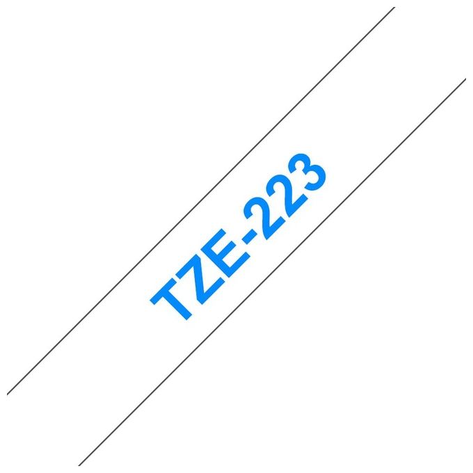 Brother TZE223 Nastro Blu su Bianco Larghezza 9mm Lunghezza 8mt