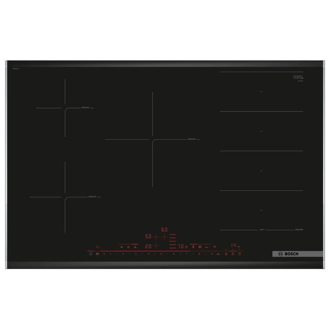 Bosch Serie 8 PXV875DV1E Piano cottura a induzione in vetroceramica  80 cm 1 zona Flex e 3 standard 5 Livelli PerfectFry DirectSelect Premium Home Connect  Nero