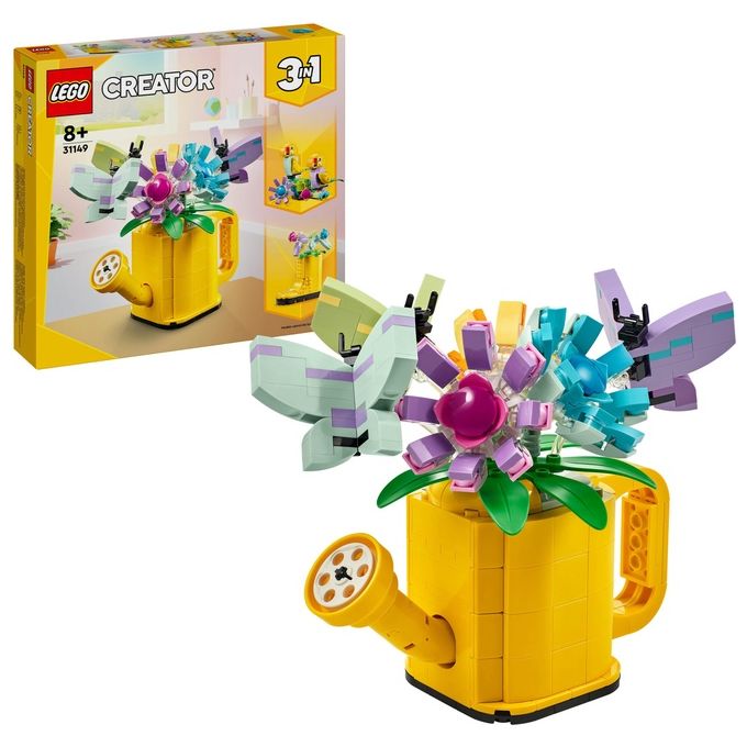 LEGO Creator 31149 3in1 Innaffiatoio con Fiori Finti Trasformabile in Stivale o in 2 Uccelli con Trespolo, Giochi per Bambini 8+