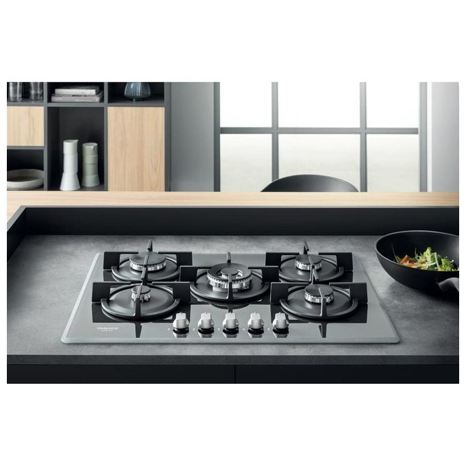 Hotpoint HAGD 72S-ICE Piano Cottura a Gas 5 Zone Griglie in Ghisa 73 cm