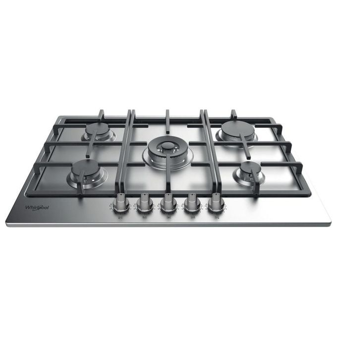 Whirlpool TKRL 761 IX Piano Cottura a Gas 5 Zone Griglie in Ghisa 73 cm Inox