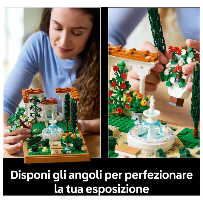 LEGO Icons 10359 - Giardino con Fontana, Set da Costruzione Decorativo 1302 Pezzi, Fontana a 2 Livelli, Pergolati Fioriti, Moduli Personalizzabili, Eta' 18+