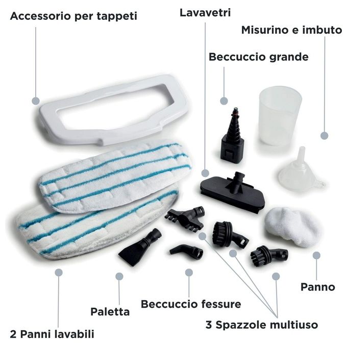 Ariete Steam Mop Foldable Pulitore a Vapore Verticale 0.35 Litri 1500W blu