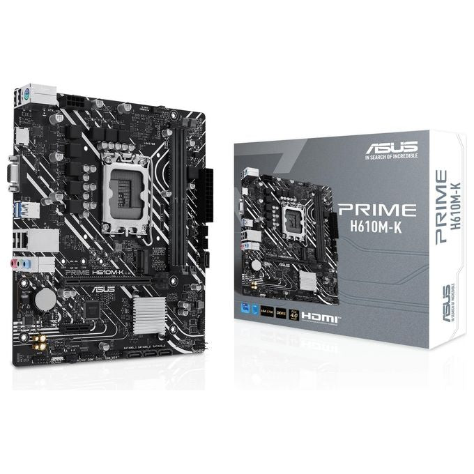 ASUS PRIME H610M-K Scheda madre mATX Intel H610 (LGA 1700) DDR5 PCIe 4.0 slot M.2 Realtek 1 Gb Ethernet HDMITM VGA USB 3.2 Gen 1 SATA 6 Gbps