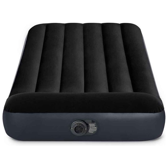 Intex 64146ND DuraBeam Pillow Rest Materasso Gonfiabile Singolo Fiber-Tech 99x191x25 cm Pompa Integrata 136 Kg colore Grigio