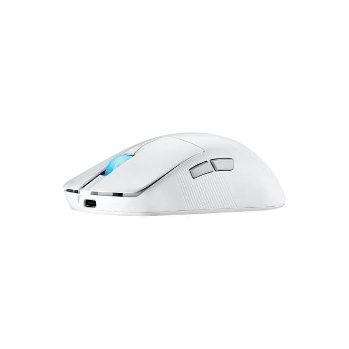 ASUS ROG Harpe Ace Mini - Mouse da gioco wireless 49 g leggero sensore ottico AimPoint Pro 42K microinterruttori ottici ROG Polling Rate Booster Esports e FPS piccolo medio bianco lunare