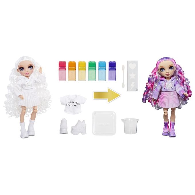 MGA Entertainment Bambola Rainbow High WaterColor e Create Dolls- Purple Eyes