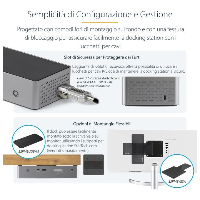 Startech.com Docking Station Usb C Quad Monitor Displayport-Hdmi 4k 60hz Dock Usb-C Multi Hdmi-Dp Power Delivery 100W