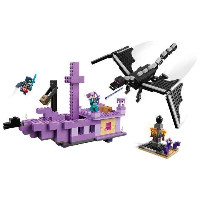 LEGO Minecraft L'Enderdrago e la Nave dell'End Giocattolo del Bioma con Drago Personaggi Mob e Accessori Giochi d'Avventura per Bambini e Bambine da 8 Anni Idea Regalo Fan del Videogioco 21264