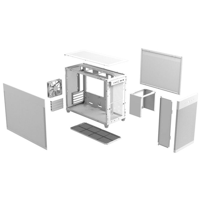 ASUS Prime AP201, case MicroATX, 33 litri, pannelli laterali tool-free e una mesh quasi filtrante, supporto per dissipatori da 360mm, schede grafiche lunghe fino a 338 mm e PSU ATX standard. Bianco