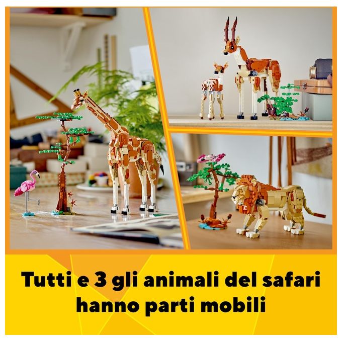 LEGO Creator 31150 3in1 Animali del Safari, Giocattolo Trasformabile da Giraffa in 2 Gazzelle o Leone , Giochi per Bambini 9+