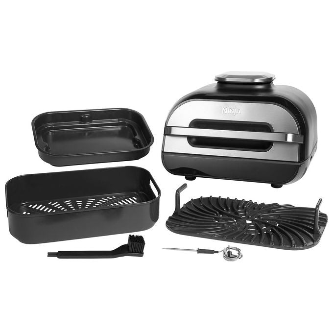 Ninja Foodi AG551EU Max Griglia e Friggitrice ad Aria con Sonda Digitale da Cucina 3.8 Litri 6 Funzioni di Cottura 2460 W Grigio-Argento