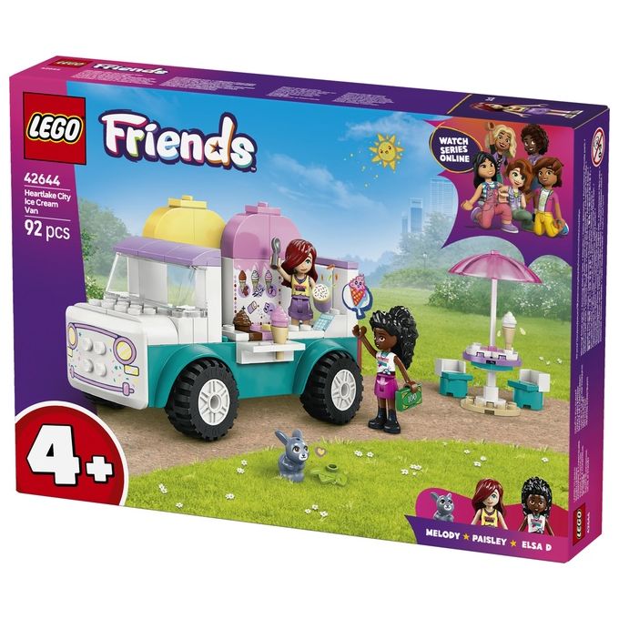 LEGO Friends Il Furgone dei Gelati di Heartlake City Giochi Creativi e Didattici per Bambine da 4 Anni con Camion Giocattolo 2 Mini Bamboline un Coniglietto Cibo e Accessori Set con Veicolo 42644