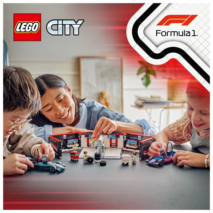 LEGO City Formula 1 Garage con monoposto Mercedes-AMG e Alpine F1 60444