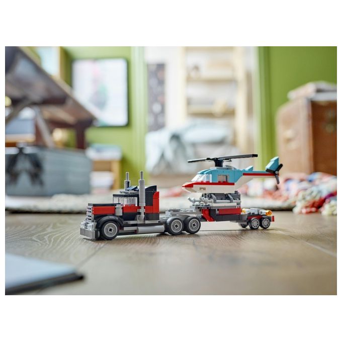 LEGO Creator 31146 3in1 Autocarro con Elicottero, Giochi per Bambini 7+ Anni Ricostruibile in Aereo e Cisterna o Auto e SUV