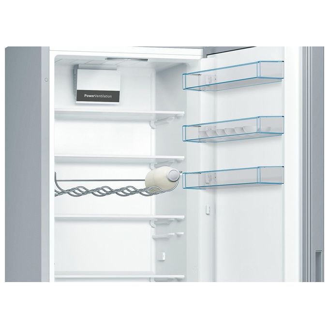 Bosch Serie 4 KGV39VLEAS Frigorifero a libera instalalzione combinato ventilato 342 Litri Classe E Congelatore Low Frost 201x60x65 Metal Look