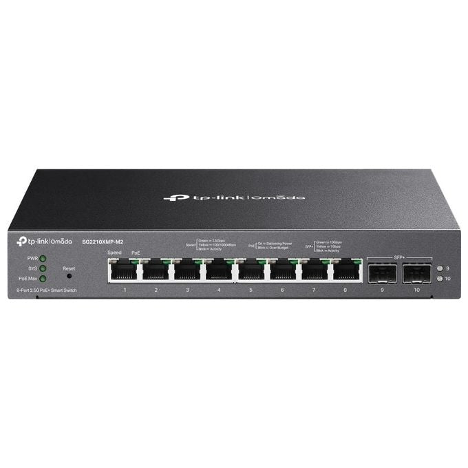 TP-Link Omada SG2210XMP-M2 Switch di Rete Gestito L2-l2 2.5g Ethernet 100-1000-2500 Supporto Power Over Ethernet Nero